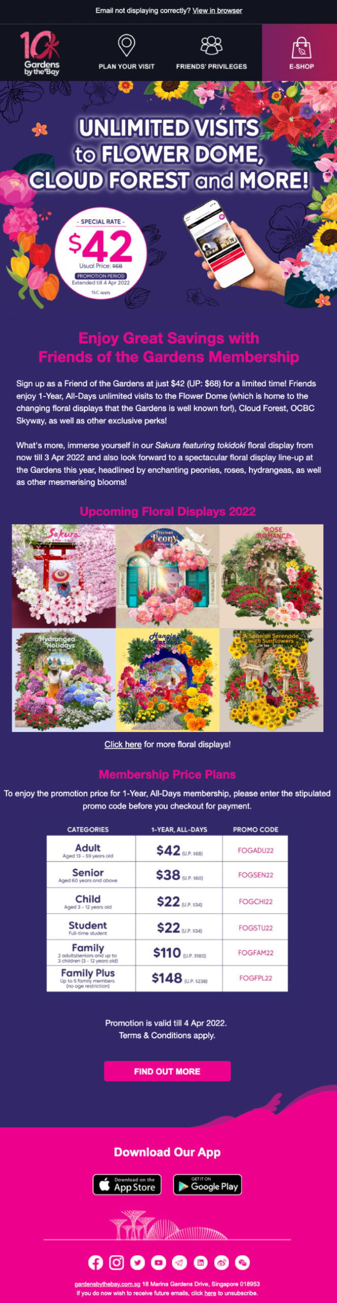 enjoy unlimited visits to our attractions and floral displays at just $42!