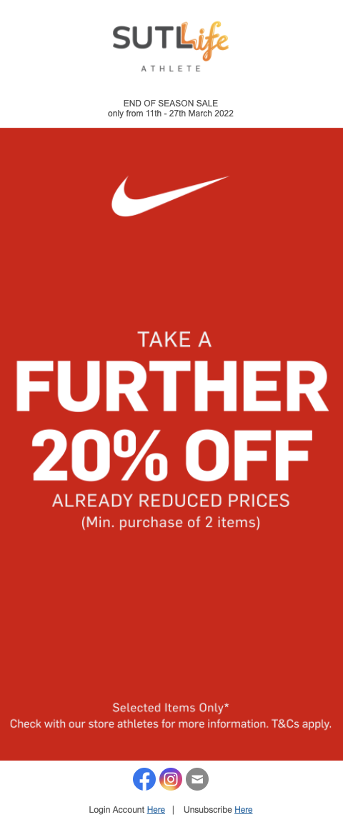 Nike End Of Season Sale: 20% off Further Reduction